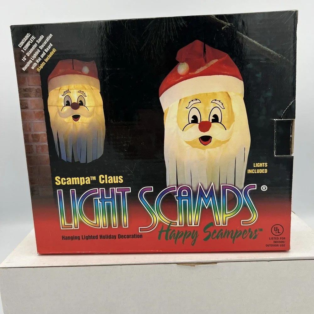 Light Scamps Outdoor Christmas Scampa Claus Hanging Lights Vintage New‎ In Box
